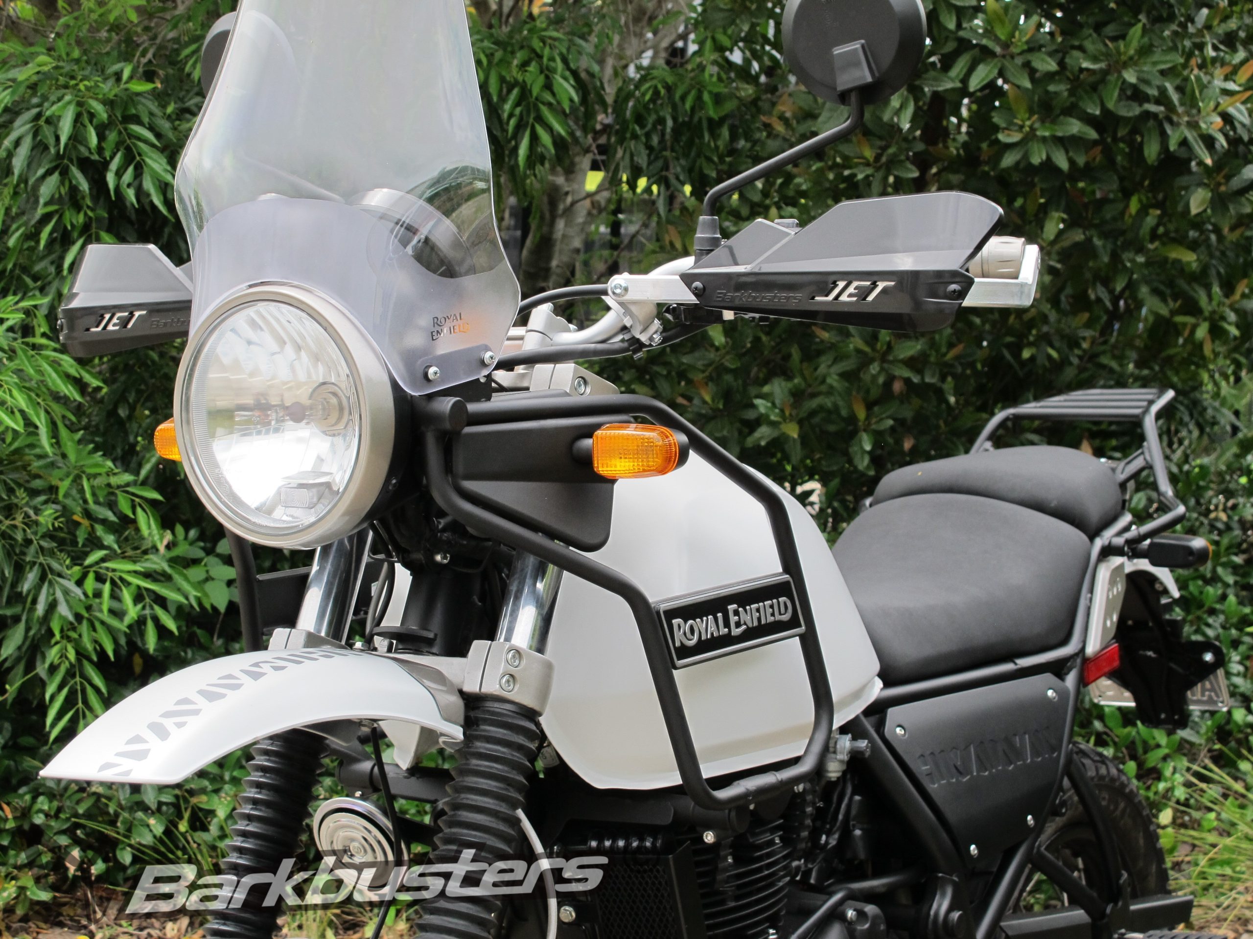 BARKBUSTERS Handguard Hardware Kit (Code: BHG-084) fitted to ROYAL ENFIELD Himalayan with JET guards (Code: JET-003) sold separately